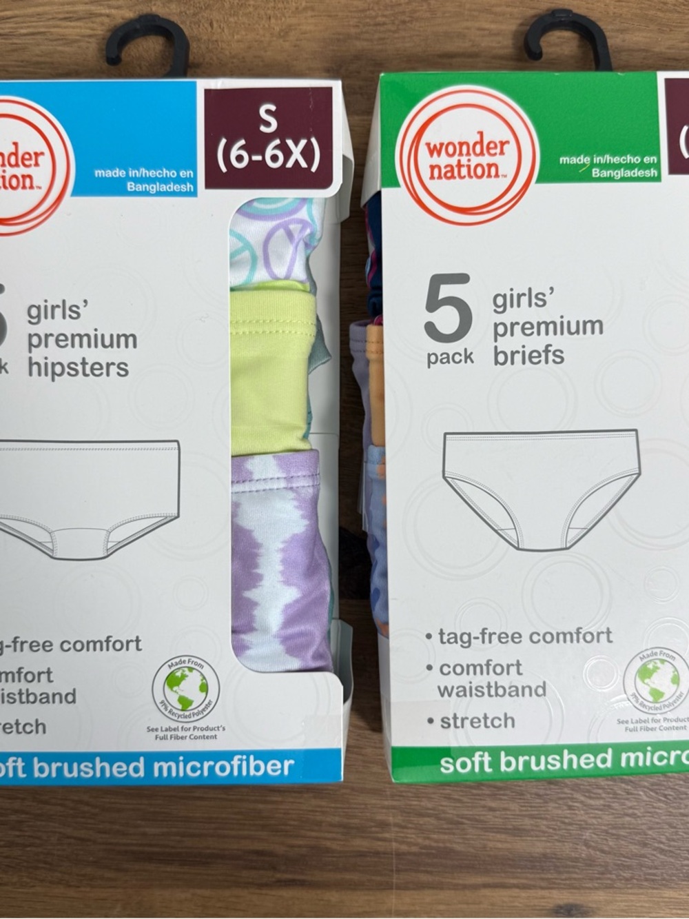 6- 5 Packs Wonder Nation Girls Premium Hipsters & Premium Briefs Size Small 6-6X - Picture 2 of 4